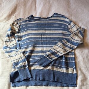 Scotch & Soda Blue and Cream Striped Crewneck Sweater